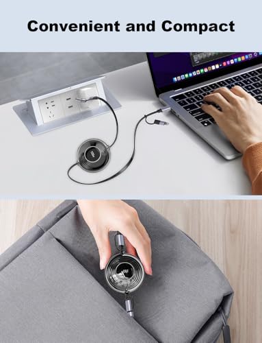 Revolutionary 4-in-1 Retractable USB-C Charging Cable for i Phone 16, Samsung, Mac Book & i Pad – 100 W High-Speed Power Delivery, Tangle-Free Storage, and Sleek Black Design for Ultimate Portability in Home, Office, and Travel Settings