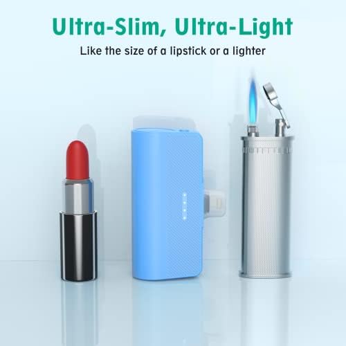 KKD 5000 m Ah Portable Charger for i Phone – MFi Certified Built-in Plug for Fast Charging on the Go, Compact Power Bank for i Phone 14/13/12/11/XR/X/SE/8/7/6/6 s/Pro Max/Plus & i Pad, Sleek Design for Ultimate Portability