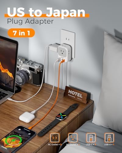 TESSAN Universal European Travel Power Adapter – 3 High-Speed USB Ports (2 USB-C) & 4 AC Outlets for Seamless Device Charging Across France, Germany, Spain, Greece & More – Compact Multi-Port Solution for Global Travelers – Ultimate Type E/F Plug Converter for Efficient Connectivity