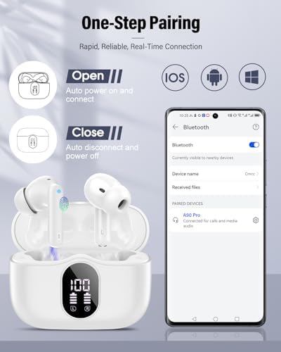 Elevate Your Audio Experience with Rose Gold Wireless Earbuds – Bluetooth 5.4 Connectivity, IP7 Waterproof Protection, and 36-Hour Playtime – Perfect for Active Lifestyles, Sports, and Seamless Communication – Stylish Comfort and Superior Noise-Cancellation for Uninterrupted Listening