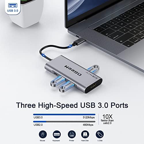 Elevate Your Connectivity Game with the QGee M 7-in-1 USB C Hub – Ultimate 4 K HDMI Adapter for Mac Book, i Phone 15/16, i Pad Pro Max & Chromebook – 100 W Power Delivery, High-Speed USB 3.0 Ports & Integrated Card Reader in Sleek Grey for Superior Performance and Unmatched Versatility