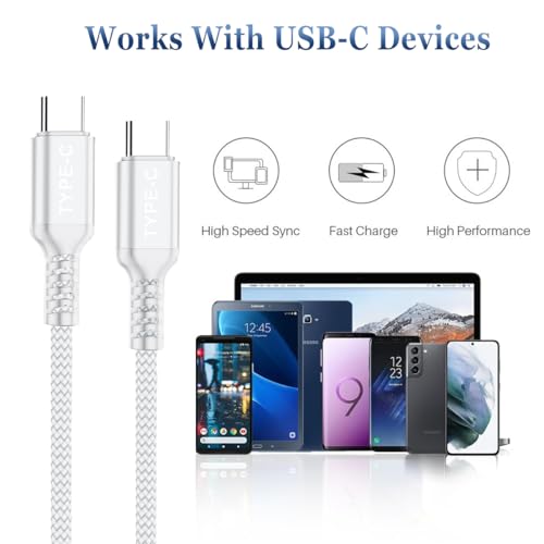 Basesailor 10 ft USB C to USB C Power Delivery Charging Cable – 100 W Fast Charger for i Phone 16/15 Pro Max, Mac Book, i Pad Air 4/5, Mini 6, and Samsung Galaxy S22/S23/S24/S25 – Durable 2 Pack for Enhanced Speed and Efficiency
