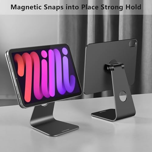 Transform Your i Pad Mini 6 (2021) Experience with LULULOOK Magnetic Stand – Ergonomic Aluminum Holder for Optimal Viewing & Drawing, Adjustable Height & Angle, Lightweight Design for Easy Portability and Versatile Portrait/Landscape Use