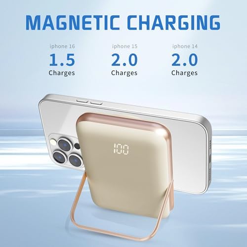 Mag Safe Portable Charger by EKR – 10,000 m Ah Fast Charging Power Bank with PD 20 W, Magnetic Attachment & Zinc Alloy Stand – Ultimate Wireless Charging Solution for i Phone 16/15/14/13/12 Series & Samsung Devices – Reliable, Compact, and Stylish Power Supply for On-the-Go Users