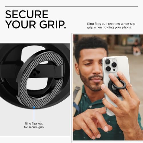 Spigen OM102 Magnetic Phone Holder with Kickstand & Built-in Bottle Opener – Dual-Sided Magnet Accessory for i Phone 16/15/14/13/12 Series – Sleek Black Design for Ultimate Versatility and Convenience