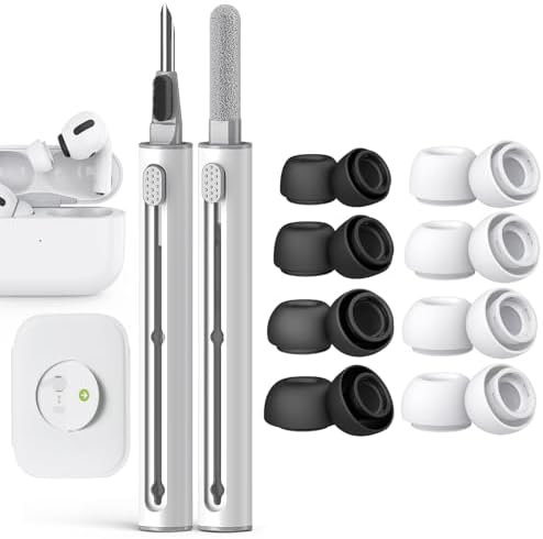 Advanced Comfort Silicone Ear Tips for Air Pods Pro (1 st & 2 nd Gen) – 8-Pair Set with Noise Reduction Technology, Built-in Dust Protection, and USB-C Charging Case – Includes Essential Cleaning Kit for Optimal Performance – Available in Four Sizes for Customizable Fit and Superior Sound Quality