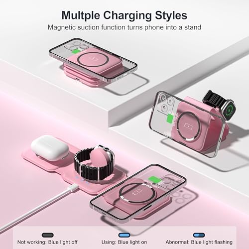 UCOMX Foldable 3-in-1 Wireless Charging Station: Ultimate Travel Charger for i Phone 12-16 Pro Max, Apple Watch Series 3-Ultra, and Air Pods Pro – Rapid Nano Technology for Fast, Safe Charging & Clutter-Free Convenience