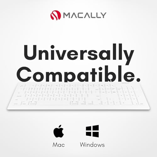 Upgrade Your Typing Experience with the Macally Full Size USB Wired Keyboard – Seamlessly Compatible with Mac and PC, Featuring 15 Essential Shortcut Keys for Effortless Navigation and Enhanced Productivity, Perfect for Macbook Pro, Air, i Mac and More – Plug & Play Convenience for Hassle-Free Setup and Long-Lasting Durability