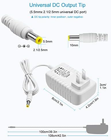 24 V 1 A Power Supply Adapter Dual Pack – Versatile AC to DC Transformer with 4.92 Ft Cord for CCTV Cameras, DC Motors & Water Pumps – High-Efficiency 24 W Output, Universal Compatibility, and Enhanced Performance for Reliable Device Operation