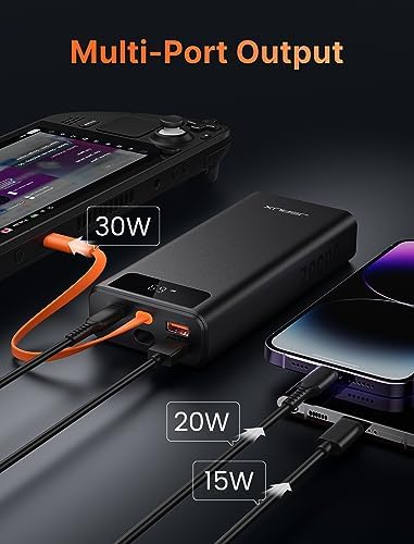 JSAUX 20000 m Ah Power Bank with 65 W Fast Charging – Ultimate USB-C Portable Charger for Mac Book Pro, i Phone 16/15/14, Steam Deck, i Pad Pro, Samsung S24 & ROG Ally (X) – Reliable External Battery Pack for On-the-Go Professionals and Gamers