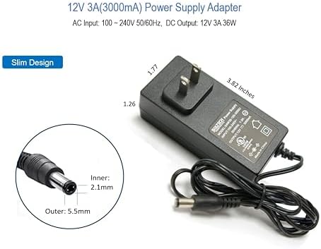 Universal Security Camera Power Supply Adapter with 4-Way Splitter – Reliable 12 V 3 A Power Source for CCTV Systems – Compatible with Samsung Wisenet, Lorex, Night Owl, Swann, Qsee – UL Listed for Optimal Safety and Performance – Streamline Your Surveillance Setup with Enhanced Connectivity and Stability