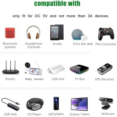 Reliable 5 V 3 A DC Power Supply Adapter – Universal AC Charger for Bluetooth Speakers, Record Players, and Baby Monitors – Intelligent Power Cord for Fast Charging and Enhanced Device Compatibility