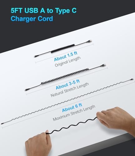Coiled USB C to USB C Charger Cable 2-Pack (3 FT) – Fast Charging for i Phone 16/15/15 Pro/15 Plus/15 Pro Max & Samsung Galaxy S23 – Tangle-Free Design for Effortless Use in Car or Home – Durable, Flexible Power Solution for All USB C Devices