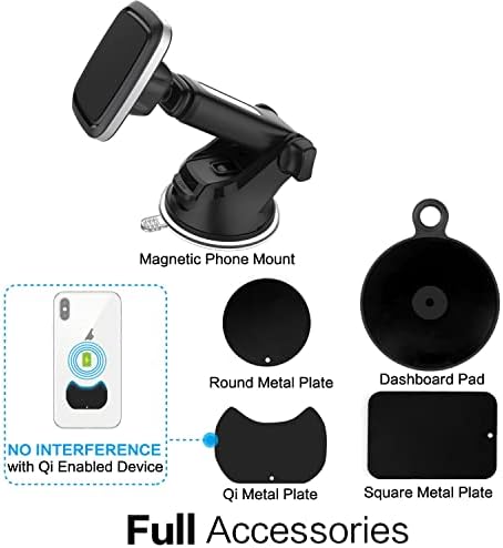 Magnetic Phone Car Mount with Quick-Extend Telescopic Arm – Hands-Free Dashboard and Windshield Holder for i Phones and Smartphones, Featuring 6 Strong Magnets for Ultimate Stability and Compatibility, Ideal for Safe Navigation and Calls, Easy Install with Sticky Suction Cup
