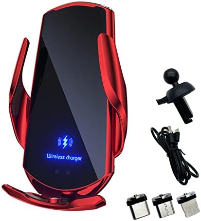 Effortless Fast Charging: 15 W Wireless Car Charger with Auto-Clamping Technology for Air Vent – Sleek Silver Phone Holder for All Smartphones, Hands-Free Convenience for Drivers