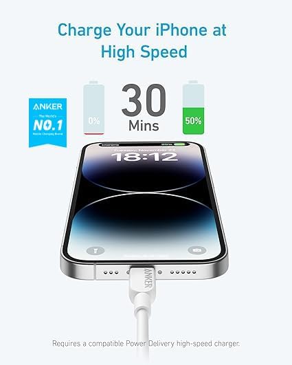 Anker 6 FT USB C to Lightning Cable Duo – MFi Certified High-Speed Charging Solution for i Phone 14 Series and More – Durable & Flexible Dual Pack for Ultimate Convenience and Connectivity