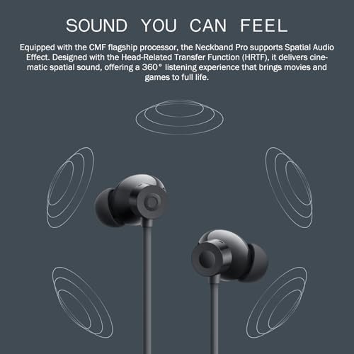 Elevate Your Audio Experience with CMF Neckband Pro Bluetooth Headphones – Cutting-Edge 50 d B Hybrid Active Noise Cancelling Earbuds Featuring Five HD Mics for Superior Call Clarity, IP55 Water Resistance for Outdoor Use, and Ultra-Fast Bluetooth 5.3 Connectivity – Enjoy 37 Hours of Uninterrupted Playtime and Effortless Dual Device Pairing – Ideal for Athletes and Frequent Travelers in Stylish Light Grey