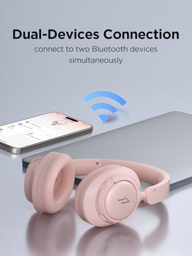 1 MORE Sono Flow SE Pink Wireless Over-Ear Headphones – Exceptional Noise-Canceling, 90-Hour Battery Life, Hi-Res Audio Performance, Customizable EQ Settings, and Supreme Comfort for Ultimate Travel and Office Experiences
