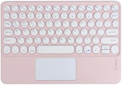 Ultra-Slim Pink Bluetooth Keyboard with Touchpad – Multi-Device Compatible Rechargeable Wireless Keyboard for i Pad, i Phone, Android, PC & Mac – Effortless Typing & Intuitive Navigation for On-the-Go Professionals and Students