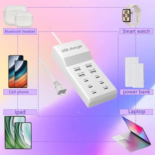 Maximize Your Charging Potential with the 10-Port USB Charger Block – 100 W Fast Charging Hub for i Phones, i Pads, Samsung Galaxy, and Android Devices – Sleek, Compact Design with Smart Power Distribution and Enhanced Safety Features for Multi-Device Families and Professionals