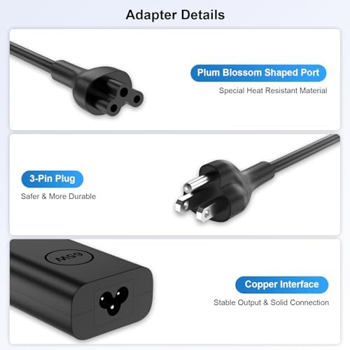 IEFUU 65 W USB-C Fast Charging Adapter for Dell Laptops | Universal Compatibility for XPS, Chromebook, Latitude Series | High-Speed Power Delivery with Multiple Output Options | Durable Replacement Charger with 12-Month Warranty and 24/7 Support | Ideal for Professionals and Students Seeking Reliable Power Solutions