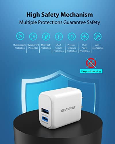 Gigastone 20 W USB C Dual Port Wall Charger Pack of 4 – Fast Charging Power Blocks for i Phone 16/15/14/13/12/11/SE/X/8, Samsung Galaxy Note, and Google Pixel – Compact Travel-Friendly Design for Enhanced Compatibility and Efficiency