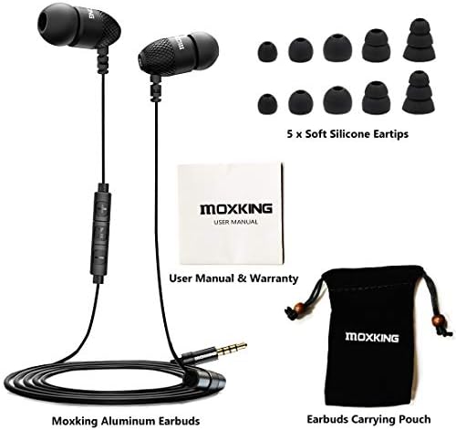 Durable Metal Wired Earbuds with Microphone & Volume Control – Deep Bass Noise-Isolating Earphones for Enhanced Audio Experience with i Phone, Android, Laptop, Gaming Devices – Optimal Comfort & Versatile Use