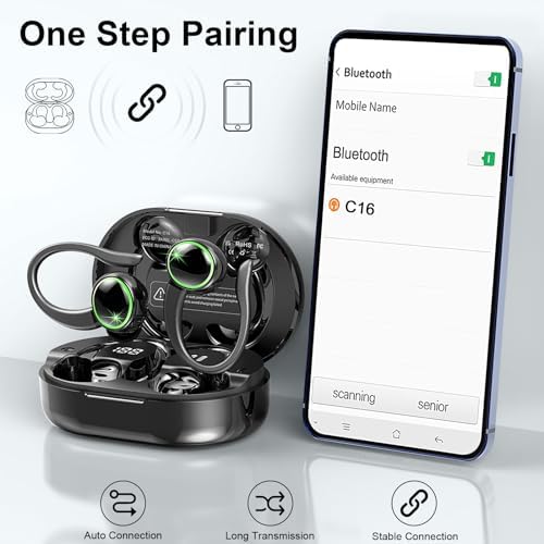 Ultimate Bluetooth 5.4 Sports Earbuds with 50-Hour Playtime, IP7 Waterproof Design, and Enhanced Deep Bass – Perfect for Fitness Enthusiasts and Runners in Vibrant Purple, Engineered for Unmatched Comfort and Superior Noise Cancellation
