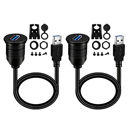 Enhance Your On-the-Road Connectivity with BATIGE 5-Pack Waterproof USB 3.0 Male to Female Flush Mount Extension Cables – 1 ft Durable High-Speed Data Transfer for Cars, Trucks, Boats & Motorcycles – Streamlined Design for Neat Installations and Superior Device Management