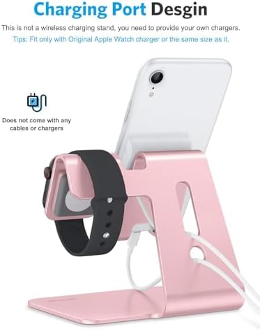 Upgrade Your Charging Station with the OMOTON 2-in-1 Desktop Stand for i Phone & Apple Watch – Sleek Anti-Scratch Holder Compatible with i Phone 16/15/14/13/12 & Apple Watch Series 9/8/SE2/7/6/5/4/3/2 (38-45 mm) – Multi-Angle Viewing, Space-Saving Design, and Non-Slip Base for Ultimate Convenience in Home or Office – Essential Tech Accessory for Organized Living