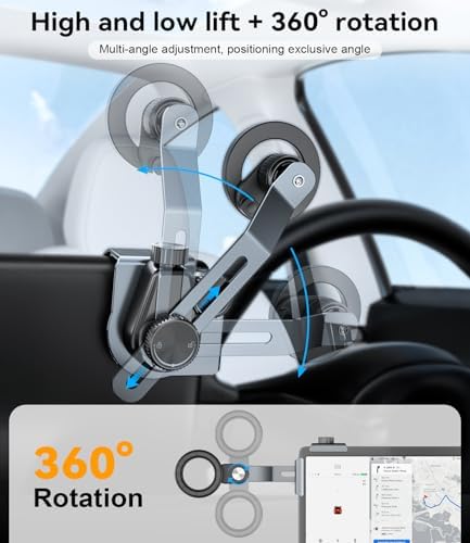 CloudValley Phone Mount for Tesla Model Y Juniper Model 3 Highland Model S/X 2025, Magnetic Metal Car Mount, Adjustable & Extendable, No Glue Required, Compatible with MagSafe iPhone 16/15/14/13/12 – Enhanced Compatibility and Speed