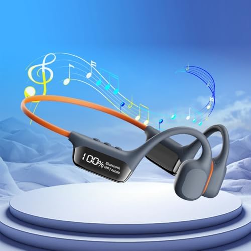 IHAO Ultra-Light Bone Conduction Bluetooth Headphones with Built-In MP3 Player – Open-Ear Ergonomic Earbuds for Active Lifestyles, Perfect for Cycling, Running, and Skiing – Sweat-Proof, Comfortable Fit with Exceptional Sound Clarity and Surround Awareness