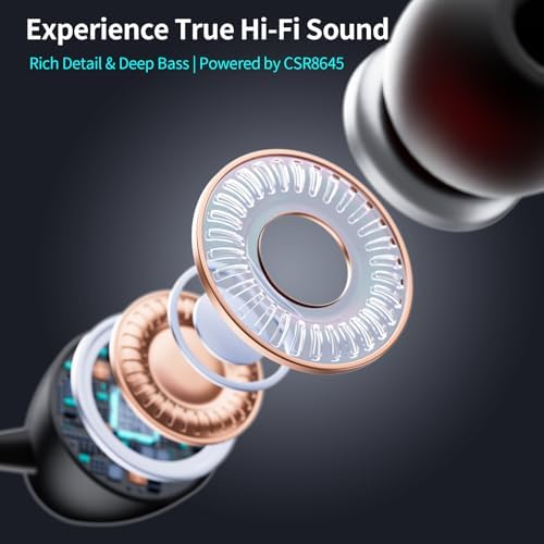 ZIQOPGD Advanced Bluetooth Neckband Earbuds – IPX5 Sweatproof Wireless Headphones with Superior Noise Cancellation & Integrated Microphone for Enhanced Comfort and Universal Compatibility with i Phone, Android, Samsung & PC – Ideal for Fitness Enthusiasts and Seamless Hands-Free Communication