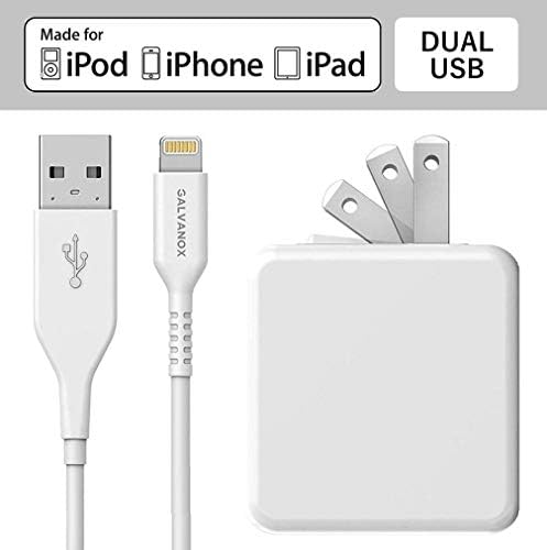 Galvanox 10 W MFi Certified i Phone Charger with Wall Plug – Fast Charging Lightning to USB Cable for i Phone 7/8 Plus, X/XR/Xs, 11/12/13/14 Plus, and 14 Pro Max – Compact, Durable Power Adapter for Effortless Charging at Home or On-the-Go