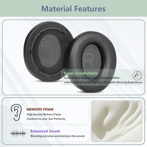 Ultimate Comfort Upgrade: Premium Replacement Earpads & Headband for Anker Space Q45 Bluetooth Over-Ear Headphones – Luxurious Protein Leather & Advanced Memory Foam for Enhanced Sound Isolation and Listening Pleasure