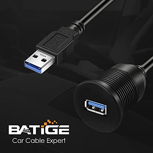 Enhance Your On-the-Road Connectivity with BATIGE 5-Pack Waterproof USB 3.0 Male to Female Flush Mount Extension Cables – 1 ft Durable High-Speed Data Transfer for Cars, Trucks, Boats & Motorcycles – Streamlined Design for Neat Installations and Superior Device Management