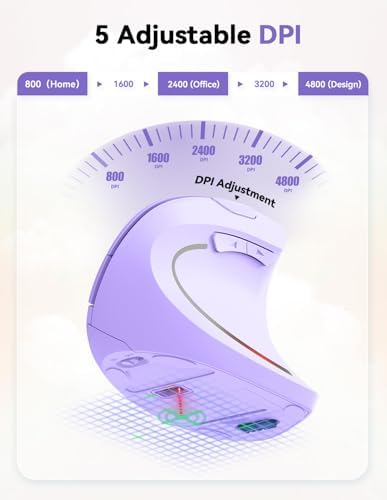 TECKNET Wireless Vertical Mouse – 4800 DPI Ergonomic Design for Ultimate Comfort & Precision, Adjustable DPI Levels for Seamless Navigation, Silent Clicks & 2.4 GHz Technology for Laptops, Desktops & Mac – Ideal Carpal Tunnel Relief Accessory
