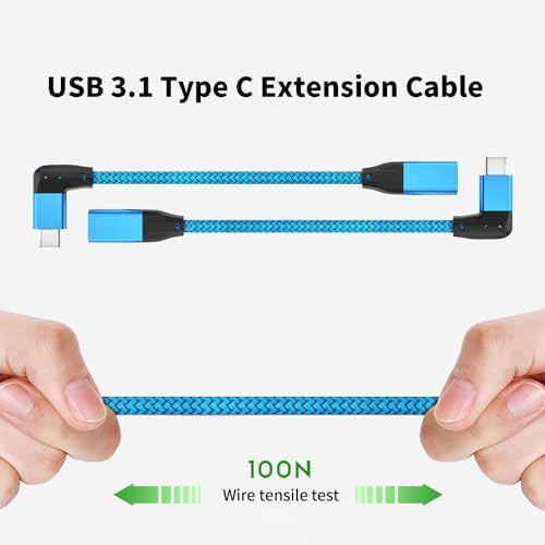 Effortlessly Enhance Your Connectivity with Use Bean 0.6 FT Right Angle USB C Extension Cable 2-Pack – 90-Degree Gen2 20 Gbps Fast Data Transfer for i Phone 16/15, Mac Book, i Pad Pro/Air, Galaxy S25/S24 – Perfect for Tight Spaces and Seamless Charging Solutions