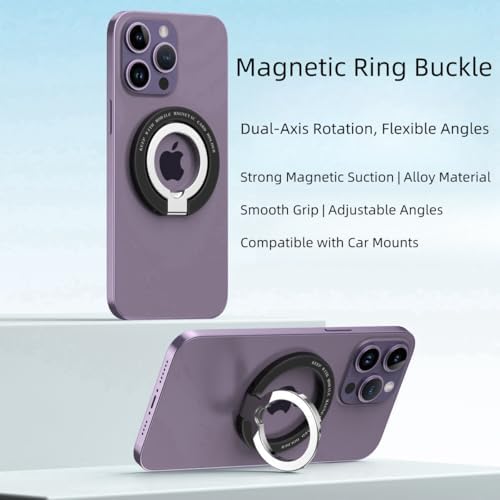 Magnetic Phone Ring Holder with 360° Rotation & 90° Foldable Kickstand – Strong Magnetic Suction, No-Residue Feature, Perfect for i Phone 16 Pro Max, 15, 14, 13, 12 & Mag Safe Accessories (White) – Elevate Your Mobile Functionality and Convenience