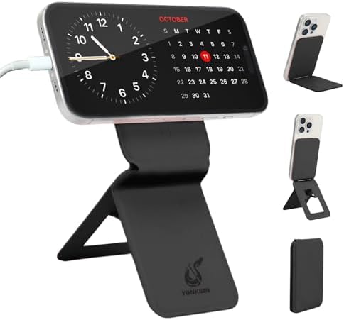 for Magsafe Phone Stand for iPhone 16-12, Black, Magnetic Foldable Tripod with Angle Adjustment – Enhanced Compatibility and Speed