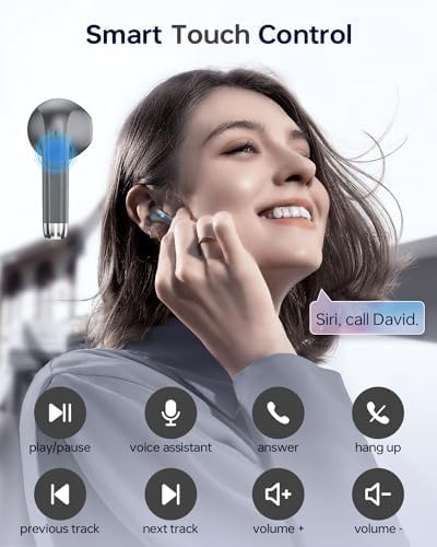 Advanced Bluetooth 5.3 Wireless Earbuds with 40-Hour Playtime – IPX7 Waterproof In-Ear Headphones for Unmatched Durability and Sound Quality – LED Charging Case Included, Built-In Microphone for Seamless Calls – Ideal for Active Lifestyles and Daily Use in Sleek Dark Gray