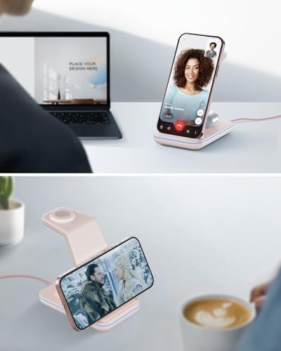 Magnetic Wireless Charging Station for i Phone 15/14/13/12 Pro Max & Apple Devices – Joy Geek 3-in-1 Fast Charger Pad for i Phone, Apple Watch Ultra 9-2, and Air Pods – Compact Design with Enhanced Compatibility and Secure Magnetic Alignment