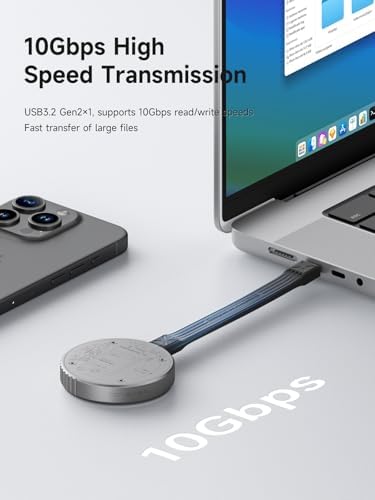 Revolutionize Your Storage with Hagibis Magnetic M.2 2230 NVMe SSD Enclosure – Ultimate USB-C 3.2 Gen2 Adapter for i Phone 16, 15 Pro Max, Mac Book, i Pad Pro & Android Devices | Lightning-Fast 10 Gbps Data Transfer, Durable Aluminum Design & Portable Convenience for On-the-Go Users