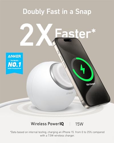 Anker Mag Go 8-in-1 Magnetic Charging Station – Qi2 Certified 15 W Fast Wireless Charger for i Phone 15/14/13 and More – Multi-Functional Power Hub with 3 AC Outlets, 4 USB Ports, Overheating Protection, and Modern Aesthetic for Home & Office Efficiency