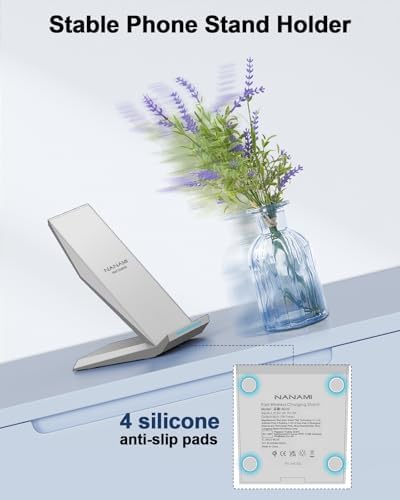 NANAMI Dual Pack Fast Wireless Charging Stands – Qi Certified for i Phone 16/15/14/13/12 Pro Max & Samsung Galaxy S24/S23/S22/S21/S20, Google Pixel Compatible – Effortless Cable-Free Power for All Devices