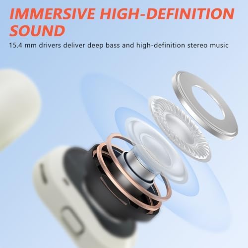 Open Ear True Wireless Earbuds – Cutting-Edge Bluetooth 5.4 Headphones with IP67 Waterproof Design and Advanced Dual DSP Noise Cancellation for Sports and Professional Use – Ultimate Comfort and Durability for All-Day Audio Enjoyment
