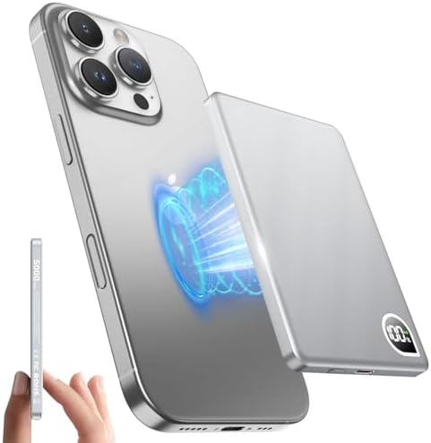 Ultra-Slim 5000 m Ah Magnetic Power Bank with Built-In USB-C Cable – 22.5 W Fast Charging Solution for i Phone 16/15/14/13, Samsung Galaxy, and Android Devices – Lightweight Design, Smart Thermal Regulation, and Universal Compatibility for Effortless On-the-Go Charging