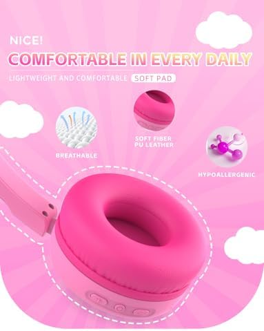 Safe Sound Bluetooth Headphones for Kids – Lightweight Wireless Earphones with 85 d B Volume Limiting for Toddler Hearing Protection – Ideal Twistable Design for School, Travel, and Home Use – Premium Audio Quality with Built-in Microphone for Clear Communication