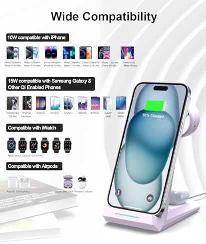 Revolutionize Your Charging Experience with the ADADPU 3-in-1 Wireless Charging Station for i Phone, Apple Watch, and Air Pods – Seamlessly Power Up Your i Phone 16 Pro Max, 15, 14, 13, 12, 11 Pro Max, XR, 8 Plus, and Watch Series 2-8 with Included 5 ft Cable and Adapter – Stylish, Space-Saving Design for Effortless Organization and Rapid Charging Efficiency