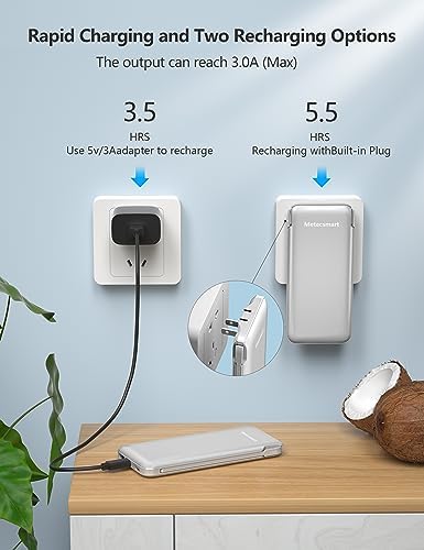 Dual 10000 m Ah Portable Power Bank Set with Built-In Cables and Fast Charging – Travel-Ready USB-C Charger for i Phone & Android Devices in Sleek White & Purple Design – Ultimate Compatibility for On-the-Go Power Solutions